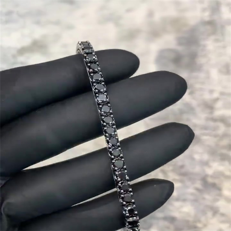 Classic Round Cut Black Sapphire Bracelet