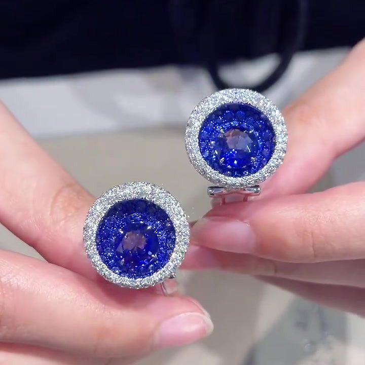 Round Cut Blue Sapphire Stud Earrings