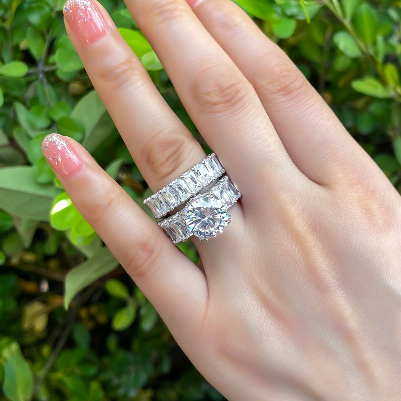 4ct Round Cut White Sapphire Wedding Ring Set