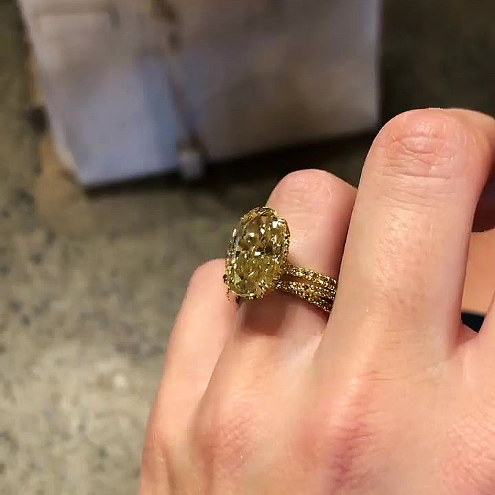 3ct Oval Cut Yellow Sapphire Wedding Set