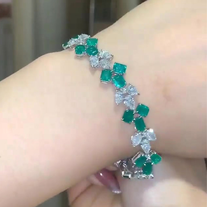 Emerald&Pear Cut Emerald Sapphire Bracelet