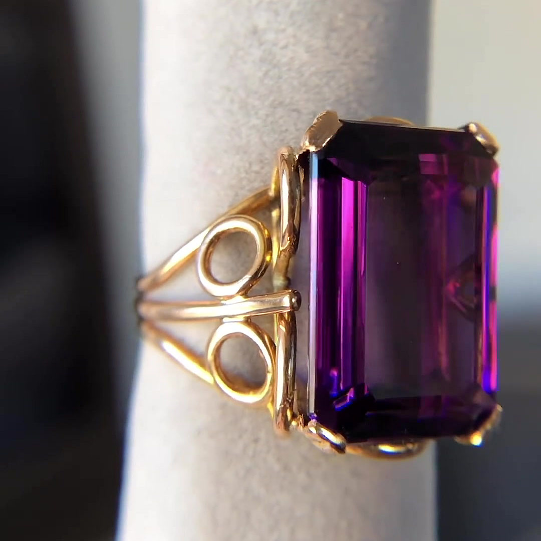 7ct Emerald Cut Amethyst Sapphire Engagement Ring