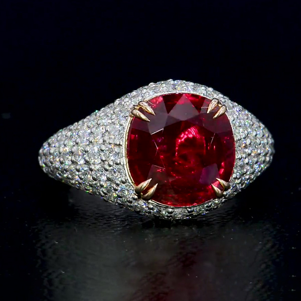 7ct Micro-pave Setting Cushion Cut Ruby Sapphire Men's Ring