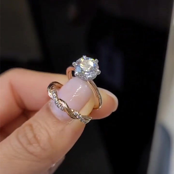 2ct Round Cut White Sapphire Wedding Set