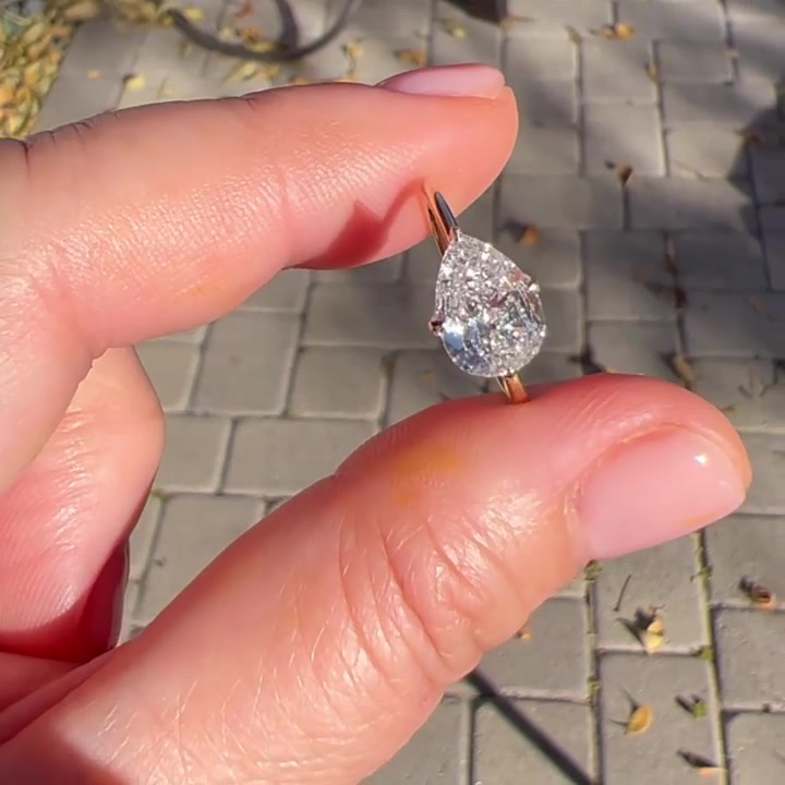 1.47ct Pear Cut White Sapphire Wedding Ring