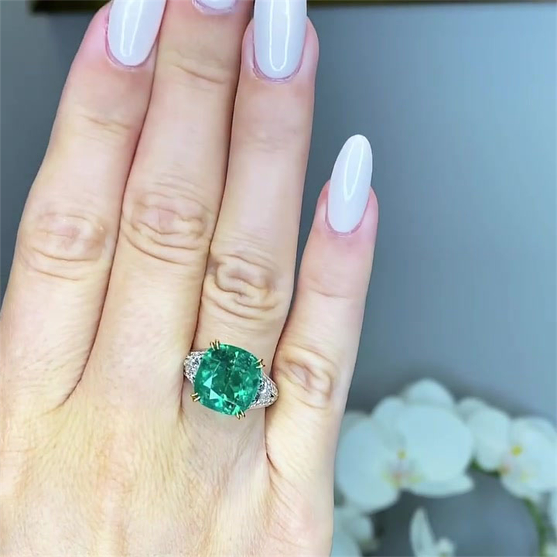3.5ct Double Prong Cushion Cut Green Sapphire Engagement Ring