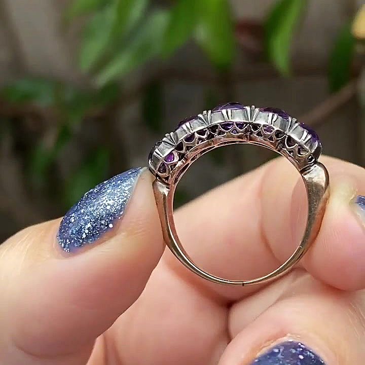 5ct Art Deco Round Cut Amethyst Sapphire Eternity Ring