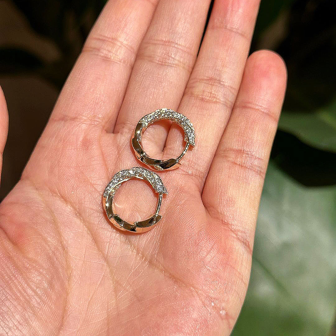 Round Cut White Sapphire Hoop Earrings