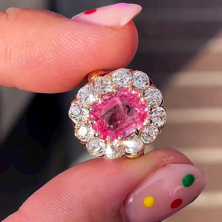 4ct Cushion Cut Pink Sapphire Engagement Ring