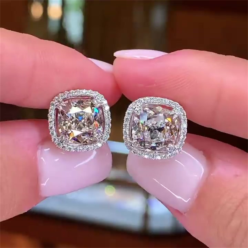 Cushion Cut Pink Sapphire Stud Earrings