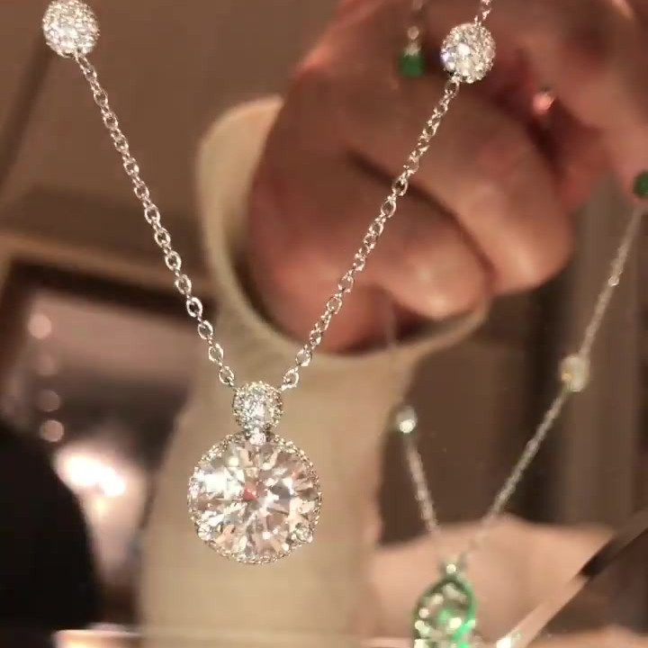 Round Cut White Sapphire Pendant Necklace