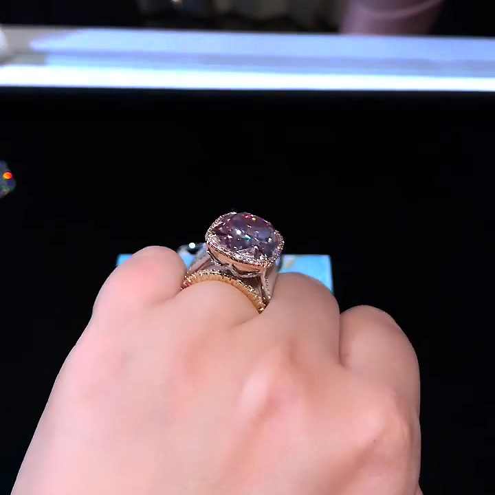 10ct Cushion Cut Pink Sapphire Engagement Ring