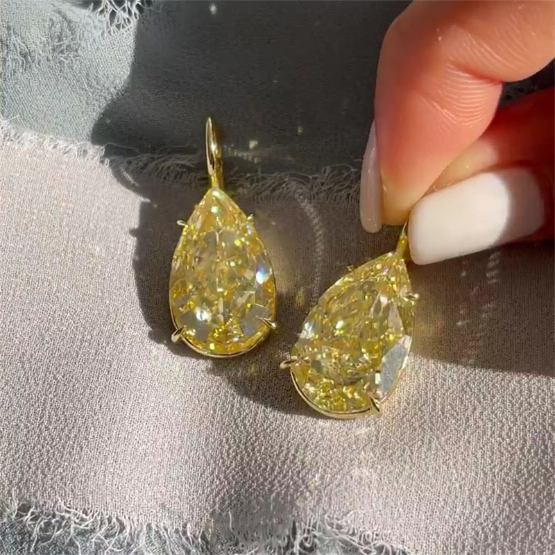 Pear Cut Yellow Sapphire Drop Earrings