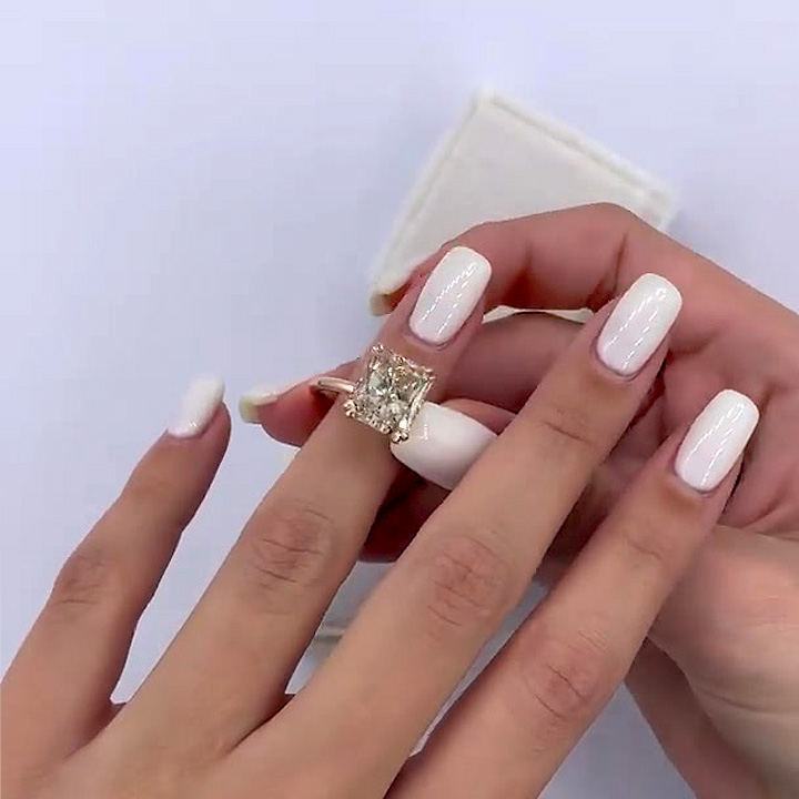 5ct Radiant Cut White Sapphire Engagement Ring