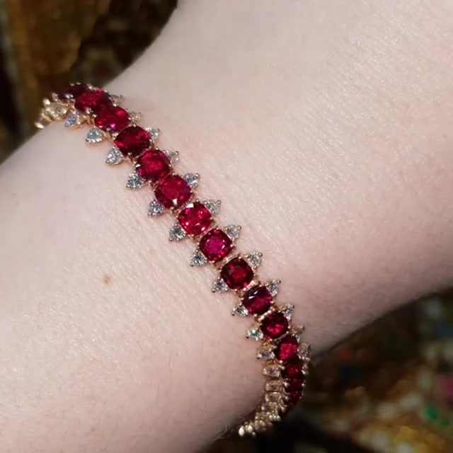 Cushion Cut Ruby Sapphire Bracelet Chain