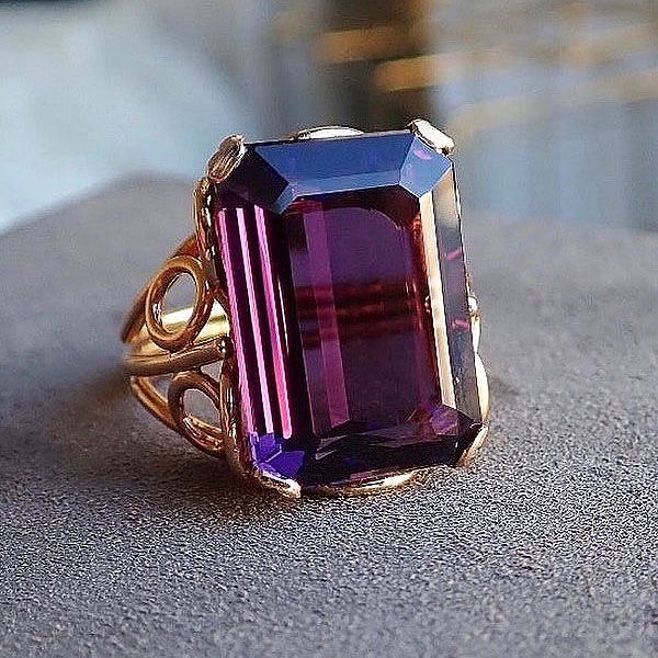 7ct Emerald Cut Amethyst Sapphire Engagement Ring