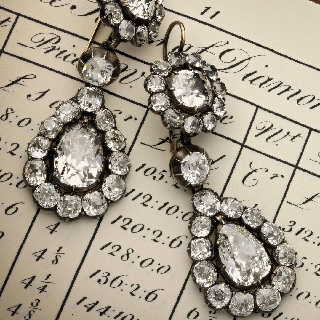 Vintage Design Pear Cut White Sapphire Drop Earrings
