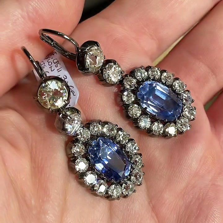 Oval Cut Amethyst Sapphire Drop Earrings