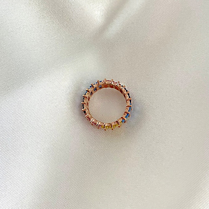 6.5ct Baguette Cut Rainbow Sapphire Eternity Ring