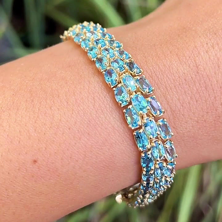 Oval Cut Aquamarine Sapphire Bracelet