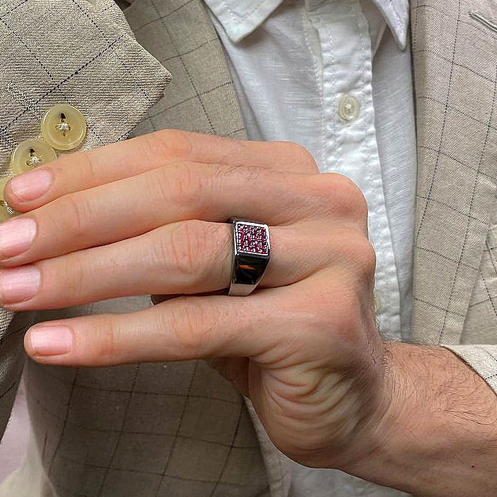 2ct Round Cut Ruby Sapphire Men's Etenity Ring