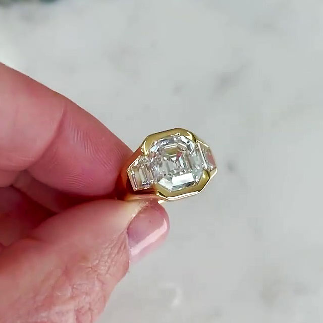 5ct Octagon Cut White Sapphire Men's Engagement Ring