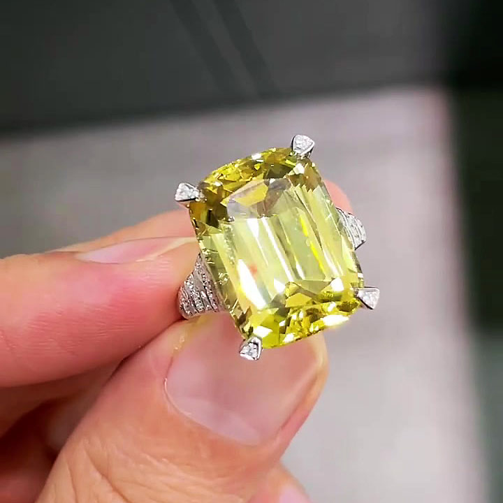 6ct Cushion Cut Yellow Sapphire Engagement Ring