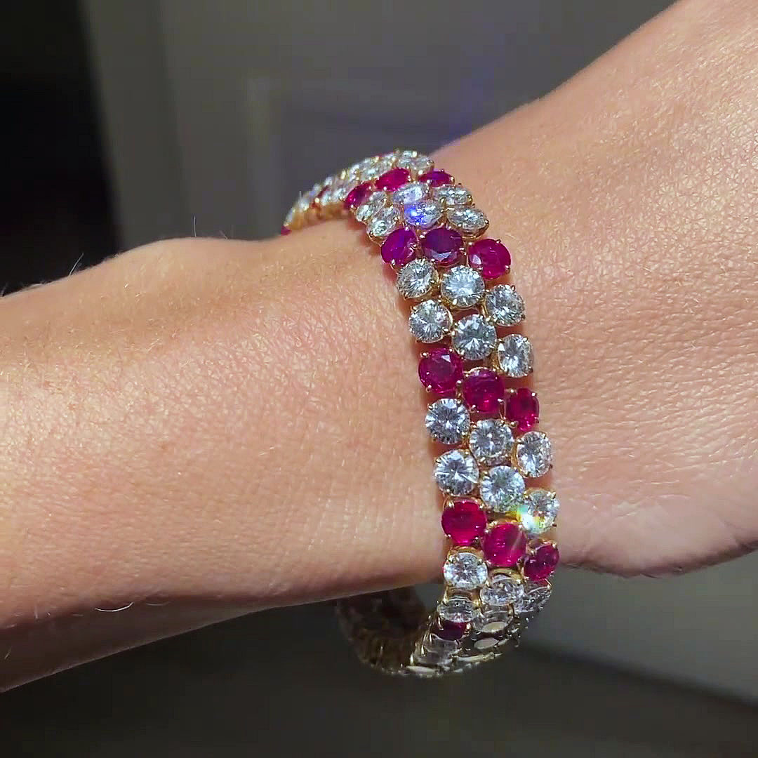 Round Cut Ruby Sapphire Bracelet