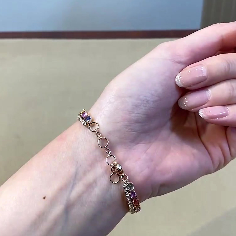 Oval Cut Rainbow Sapphire and Diamond Bracelet