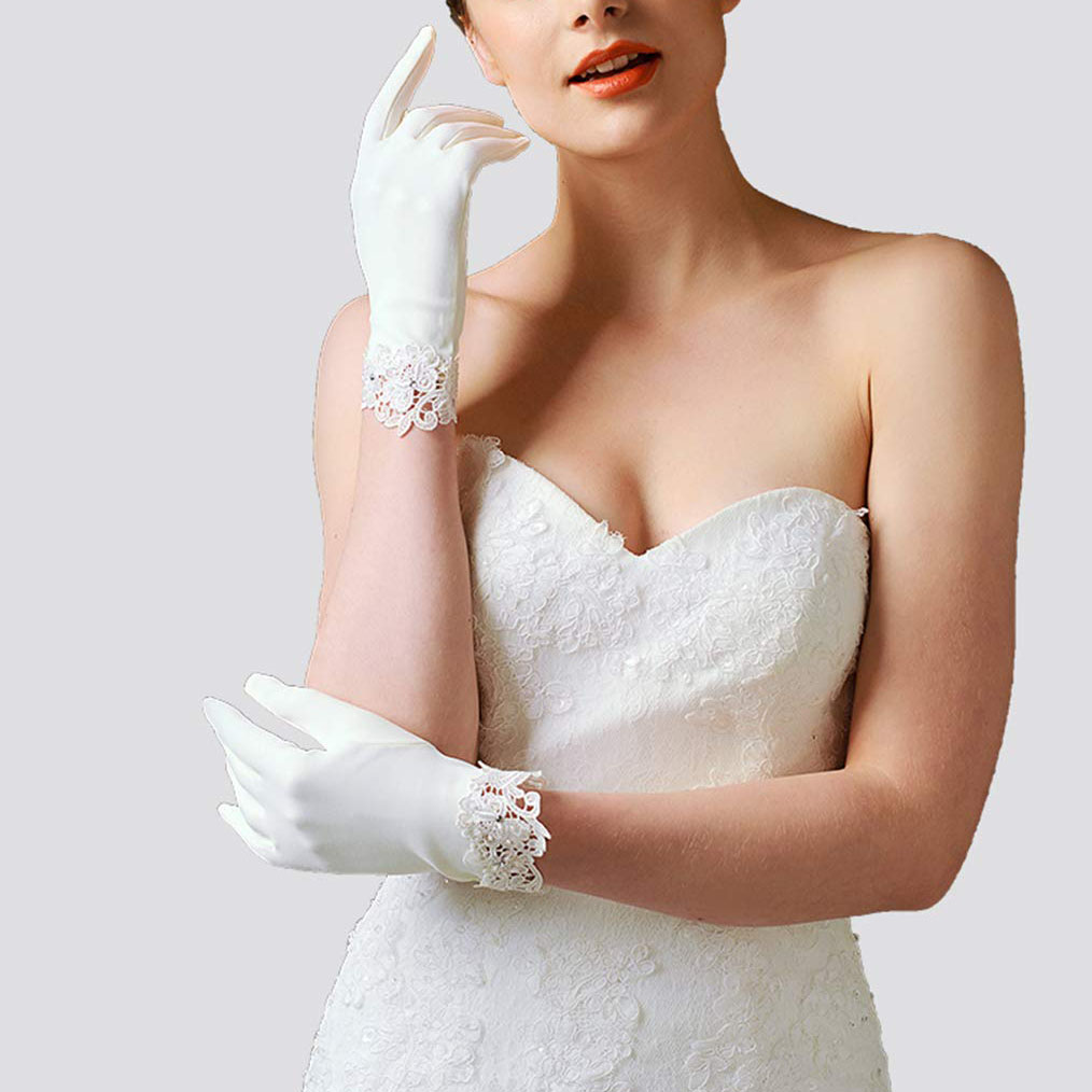 BABEYOND Lace Gloves for Women Wedding Floral Brial Gloves