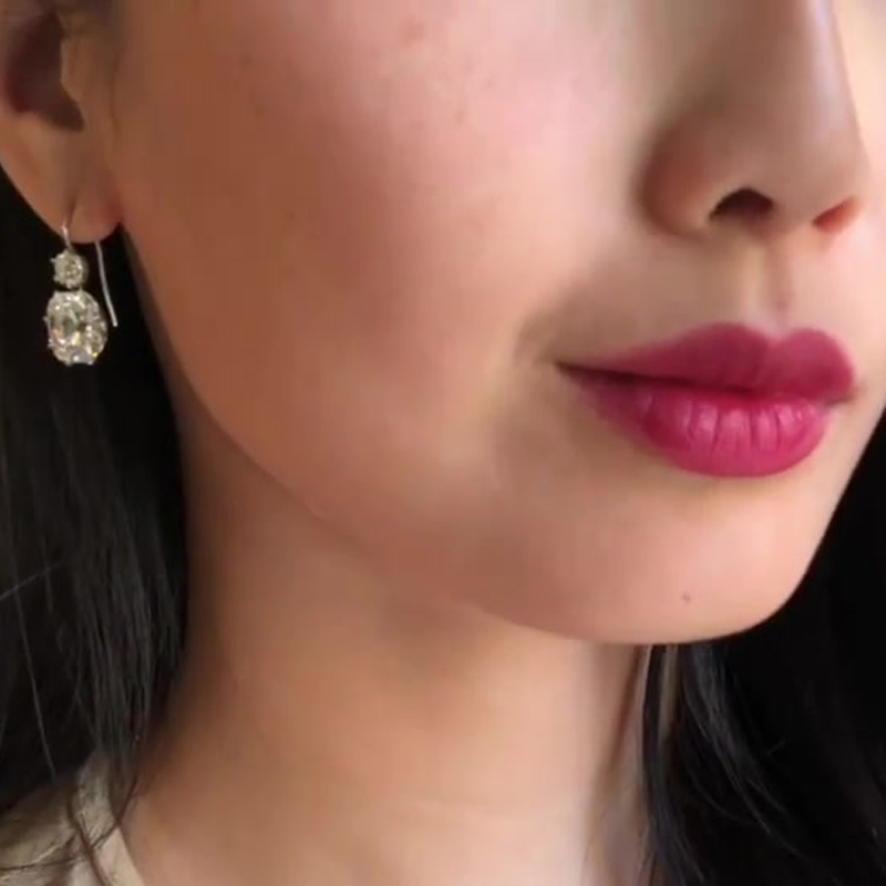 Old Mine Cut White Sapphire Drop Earrings