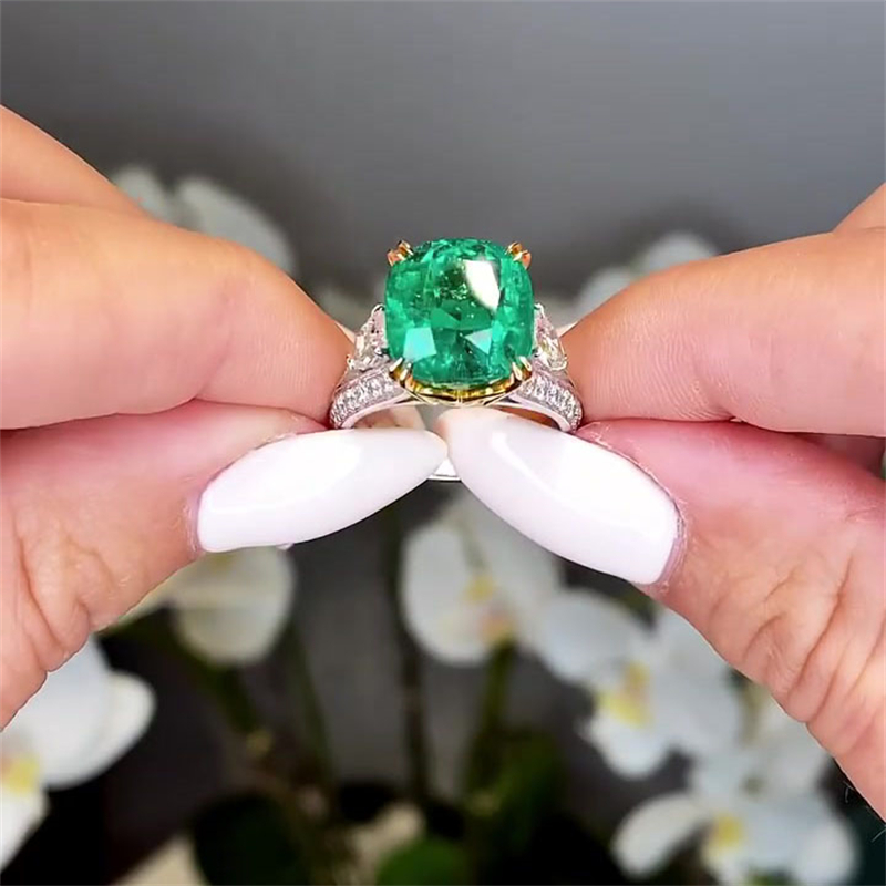 5ct Double Prong Cushion Cut Green Sapphire Engagement Ring