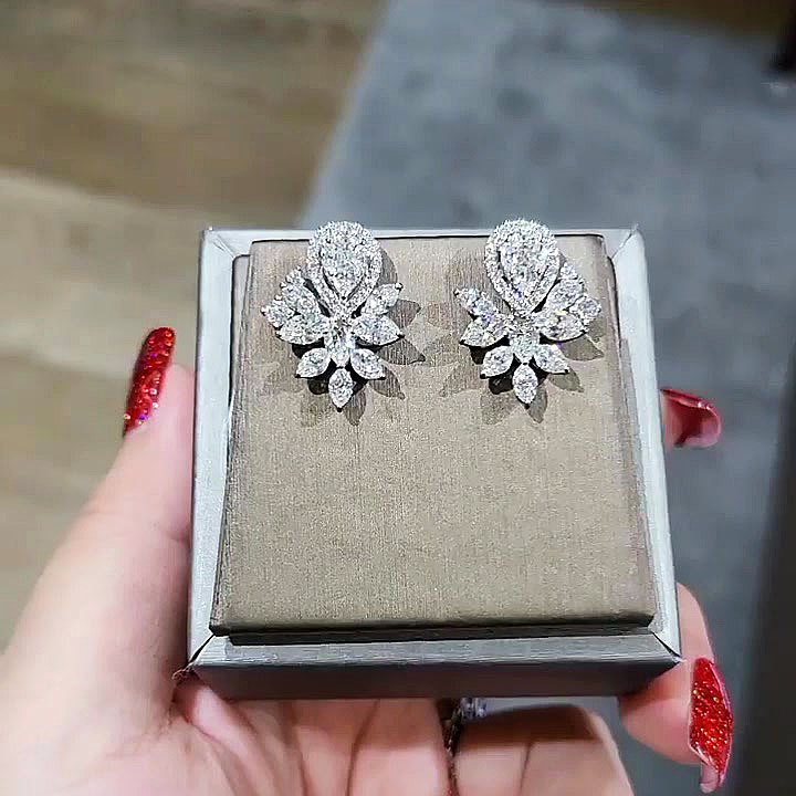 Pear Cut White Sapphire Drop Earrings