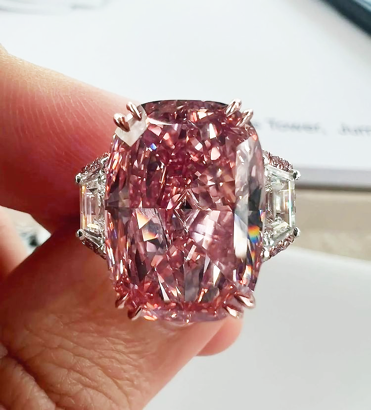 7ct Cushion Cut Pink Sapphire Engagement Ring