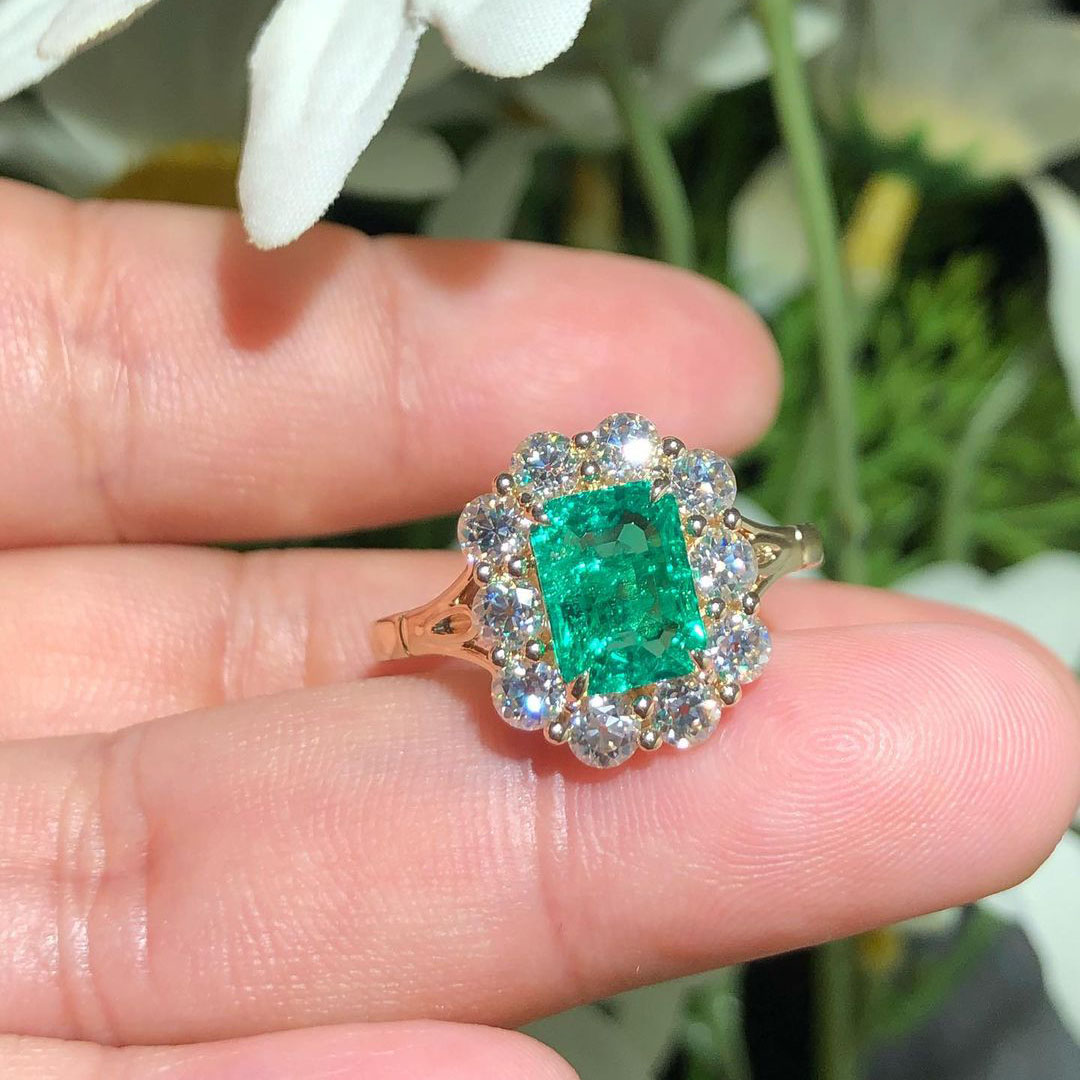4ct Radiant Cut Green Sapphire Engagement Ring