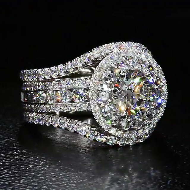 5ct Round Cut White Sapphire Engagement Ring