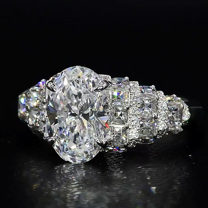 7ct Oval Cut White Sapphire Engagement Ring