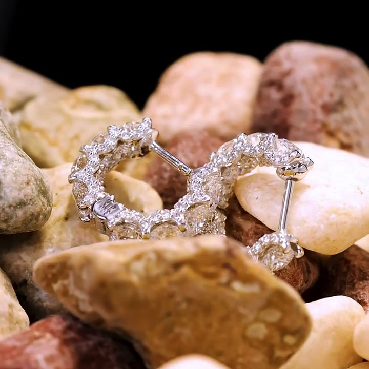 Round Cut White Sapphire Hoop Earrings