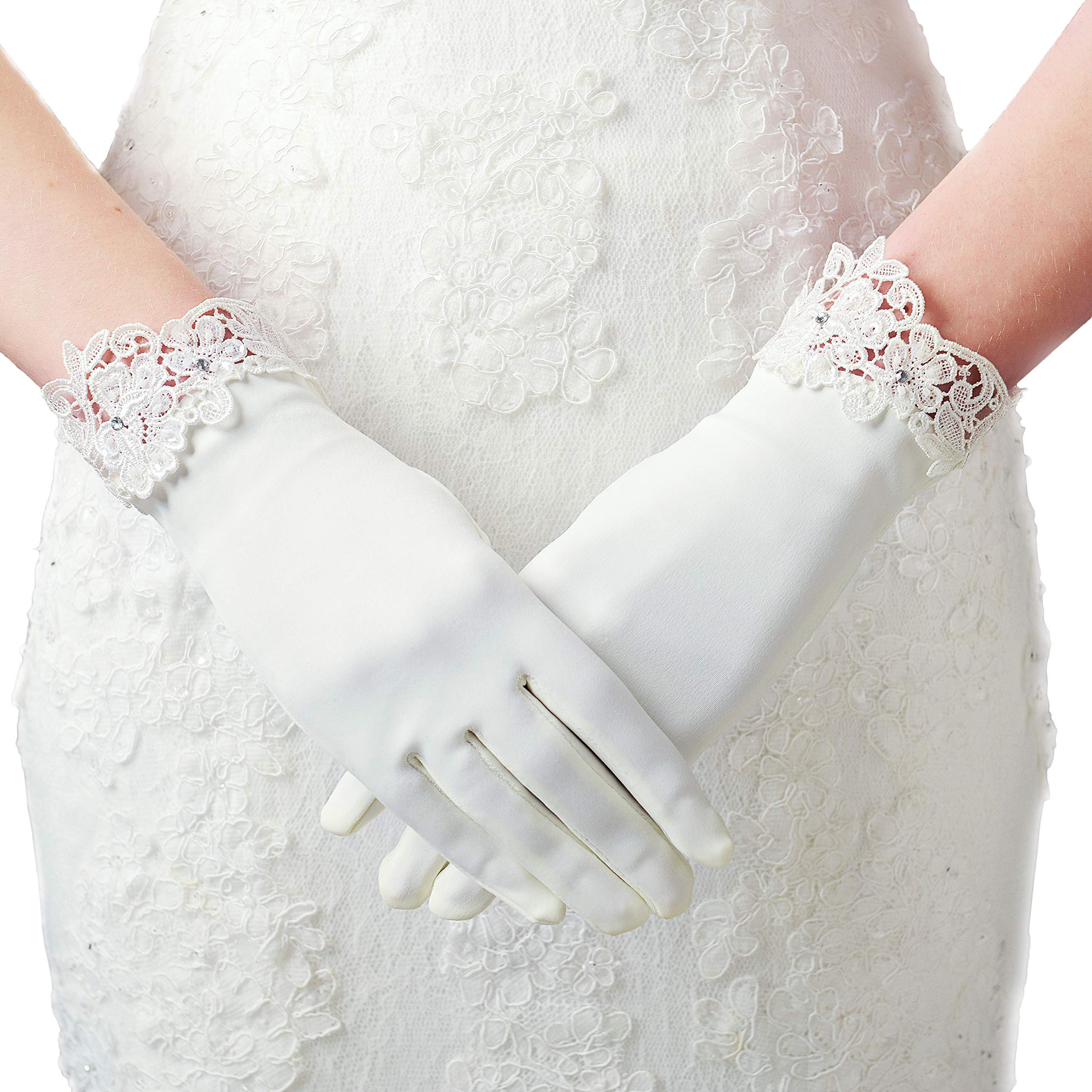BABEYOND Lace Gloves for Women Wedding Floral Brial Gloves