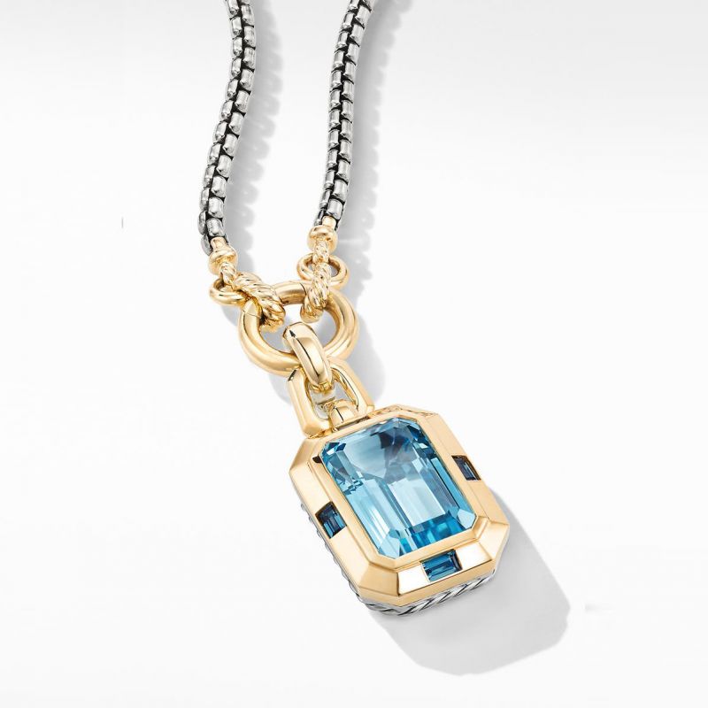 5ct Emerald Cut Aquamarine Sapphire Pendant Necklace