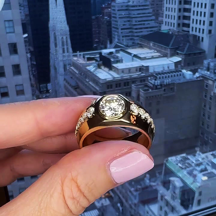2ct Round Cut White Sapphire Men's Eternity Ring