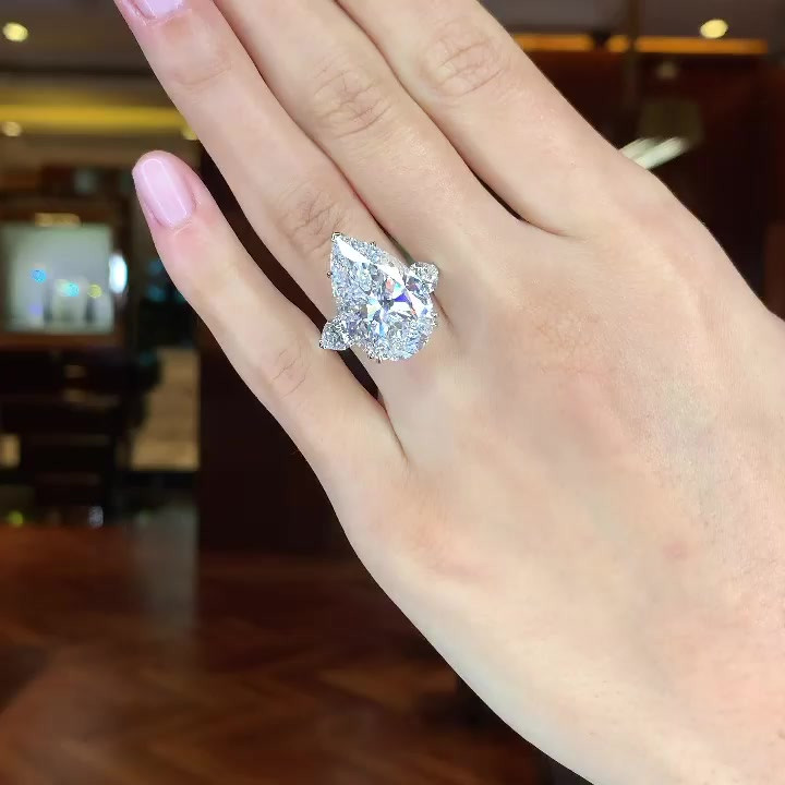 3ct Pear Cut White Sapphire Wedding Ring