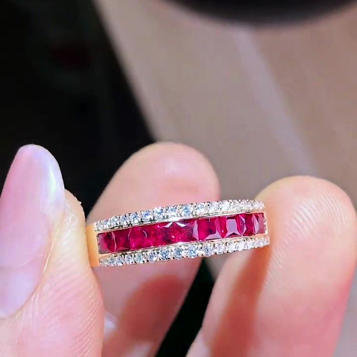 3ct Princess Cut Ruby Sapphire Wedding Ring