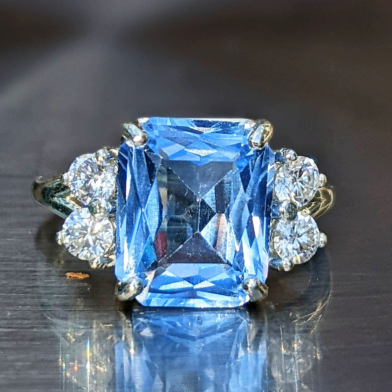 7ct Radiant Cut Aquamarine Sapphire Engagement Ring