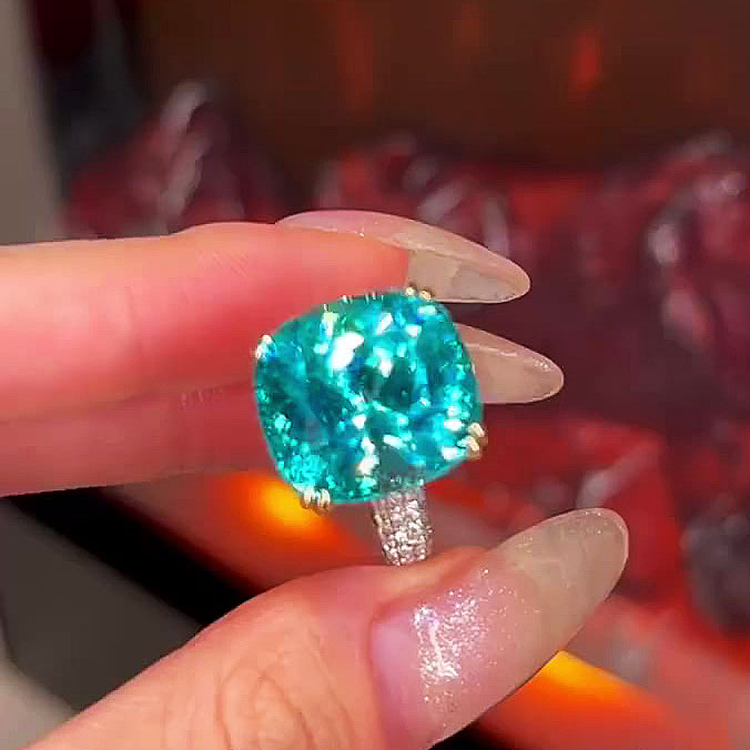 6ct Cushion Cut Green Sapphire Engagement Ring