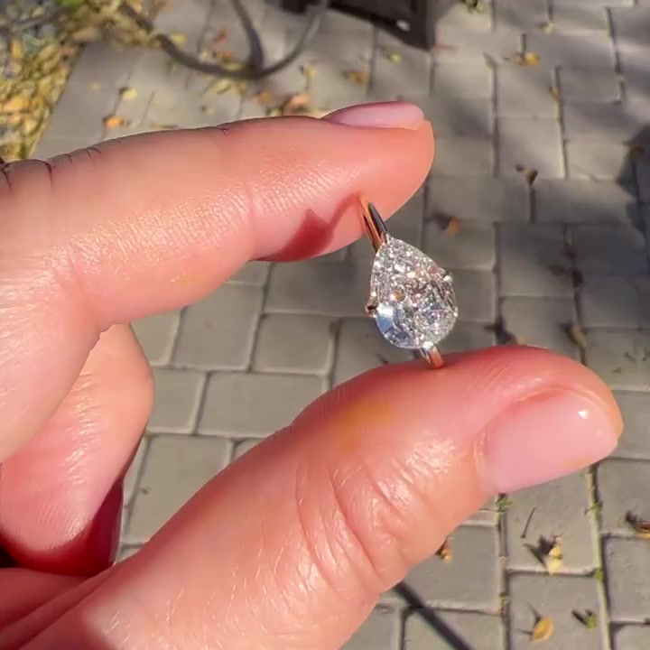 2.47ct Pear Cut White Sapphire Wedding Ring