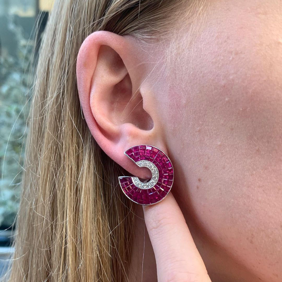 Handmade Fashion Ruby Scallop Earrings