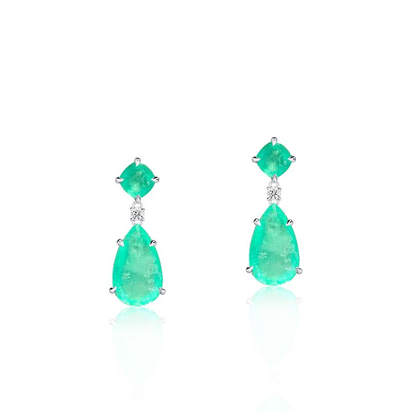 15ct Pear and Cushion Cut Green Gemstone Earrings