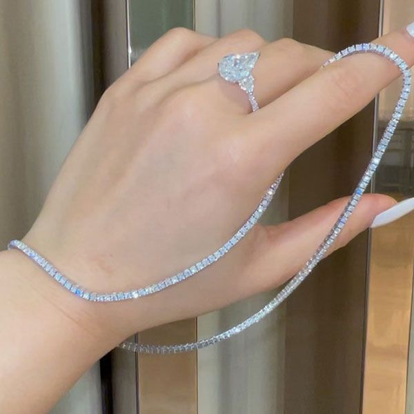 16.95ct Handmade Ladies Diamond Tennis Necklace