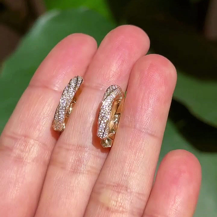 Round Cut White Sapphire Hoop Earrings